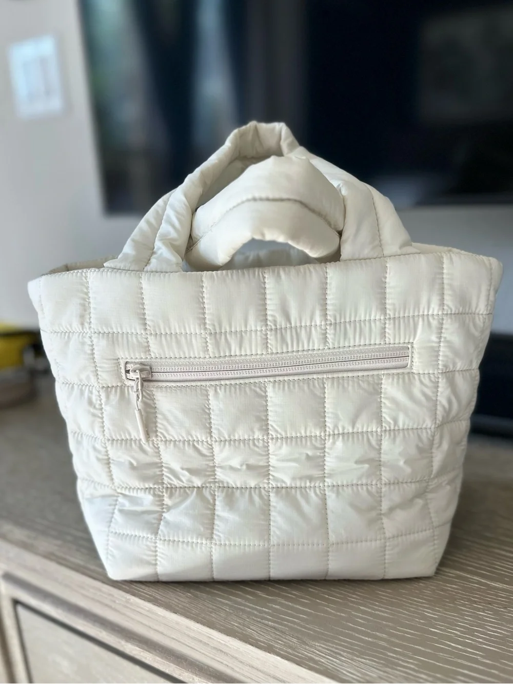 Lululemon Quilted Grid Tote Bag Small - Light Ivory (No Strap)
